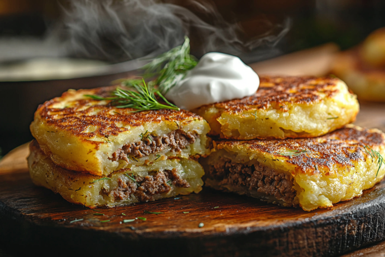 Картофельные пирожки с мясной начинкой (жареные)